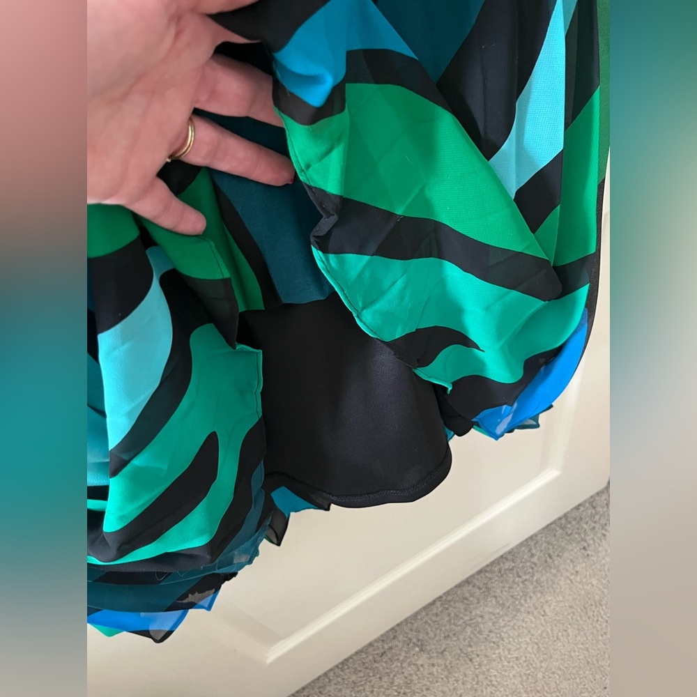 London Times Elegant Multicolor Sleeveless Double V Dress Women’s Size 10 - Picture 7 of 14